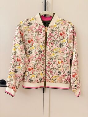 Scotch & Soda Floral Reversible Bomber Jacket - Cream Pink Green